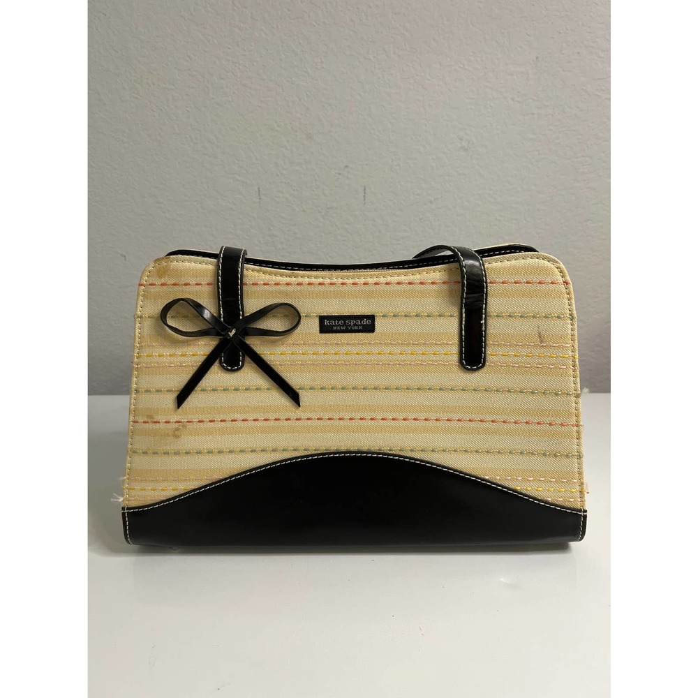 Kate Spade bow/stiched cream/black shoulder bag